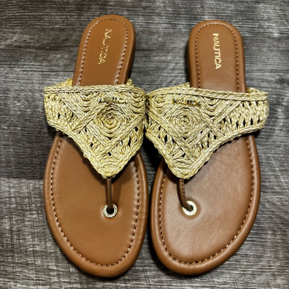 Nautica Kallan Straw Straps Sandals Size 10